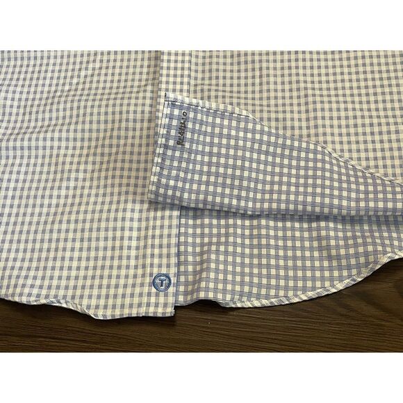 Twillory Tailored Fit 17 34/35 Non Iron Safe Cotton Blue/White Check Button Down - Picture 4 of 8